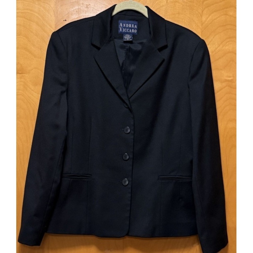 Vtg ANDREA VICCARO Womens Wool Blazer Fully Lined Single Breasted Pockets Sz 12